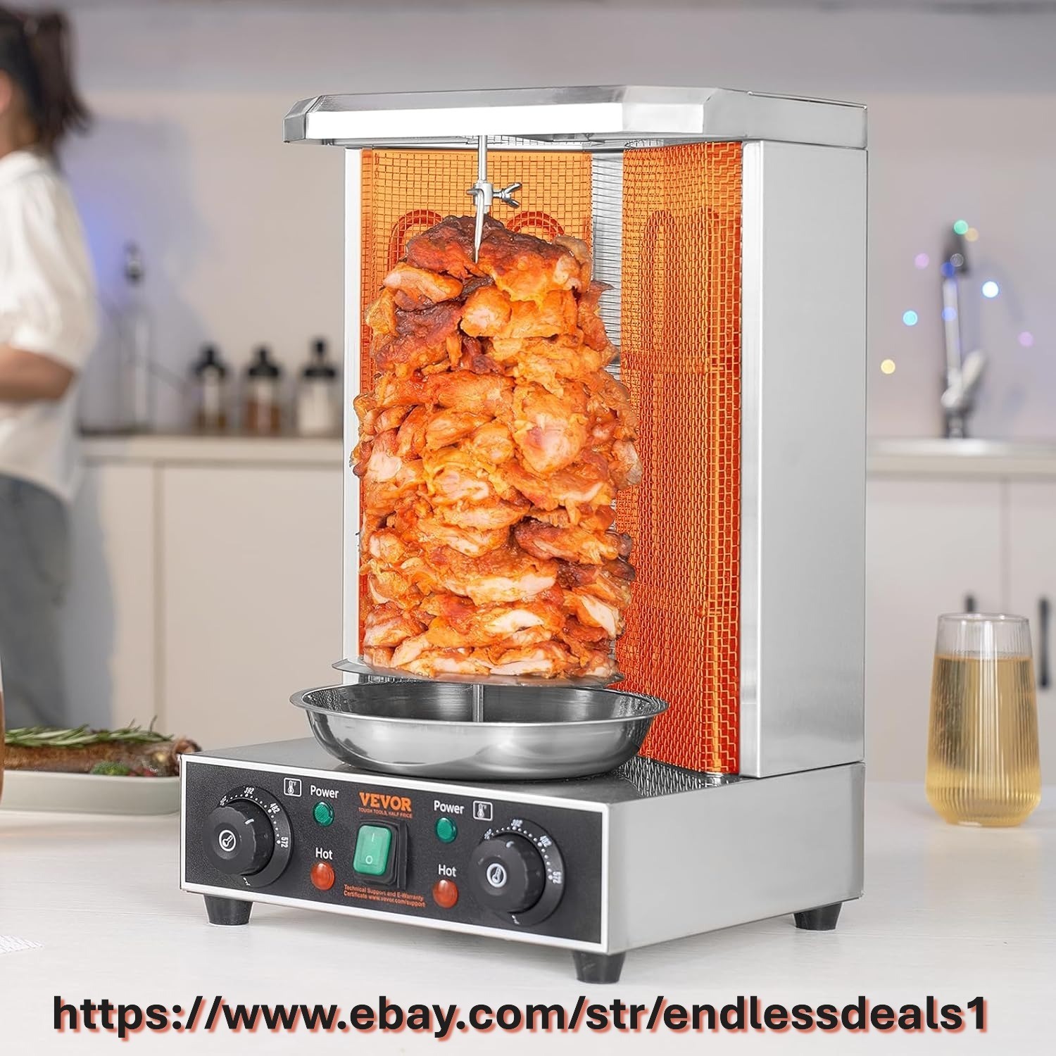 Shawarma Grill Machine, 122°F-572°F, 13Lbs Capacity, Chicken Shawarma Cooker,