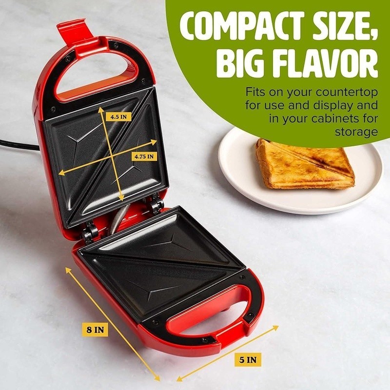 Mini Sandwich Maker Nonstick Dual Sided 600W Grilled Cheese Quesadilla Compact