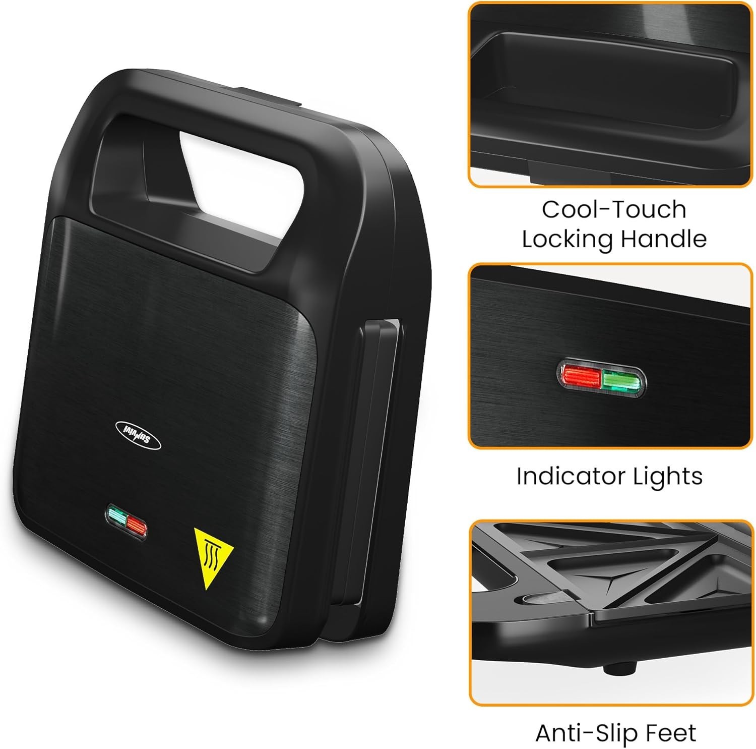 Sandwich Maker Panini Press: Waffle Maker with Removable Plates, 3 in 1 Sandw…