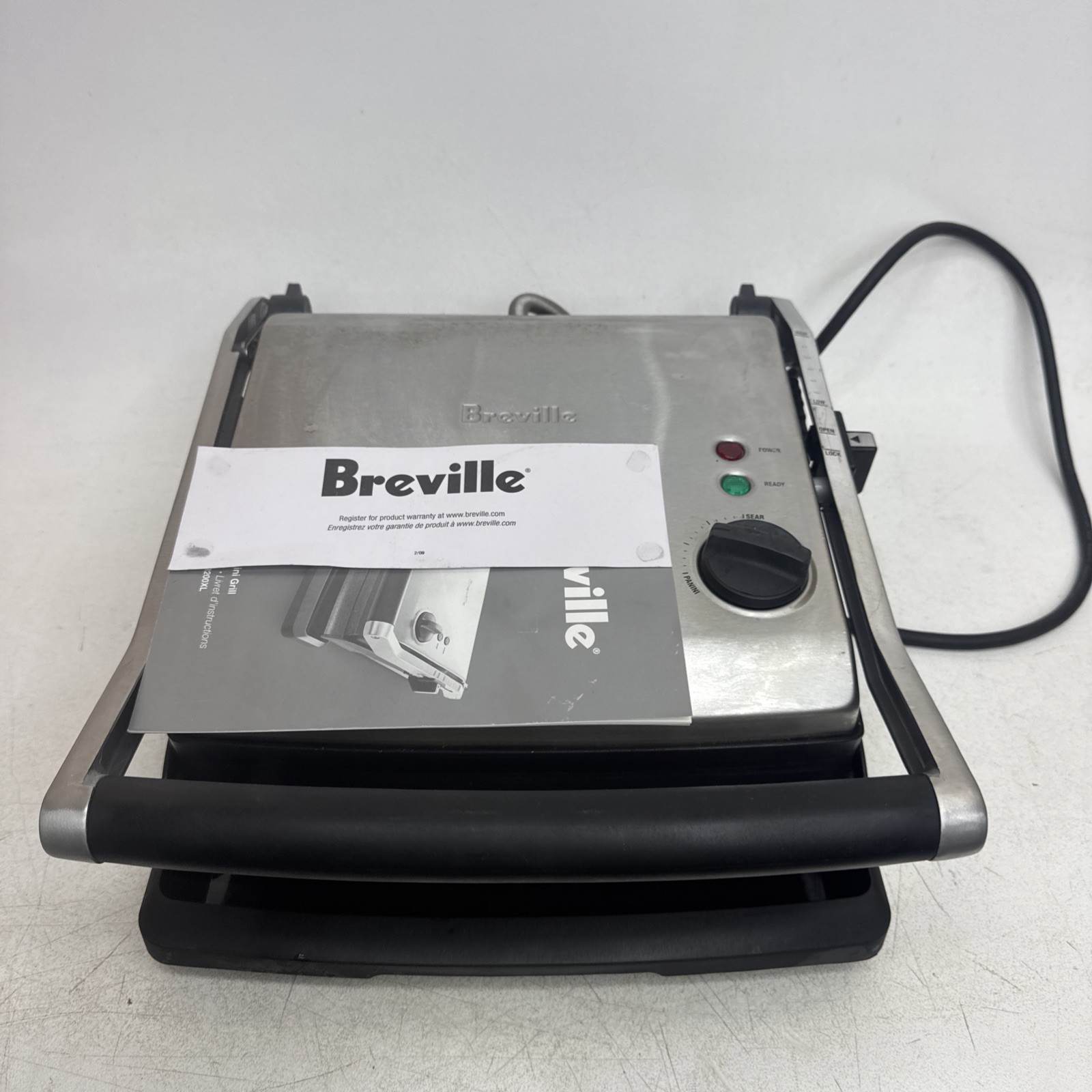 Breville Panini Grill Model BGR200XL Stainless Steel & Non-Stick Surface 1500W