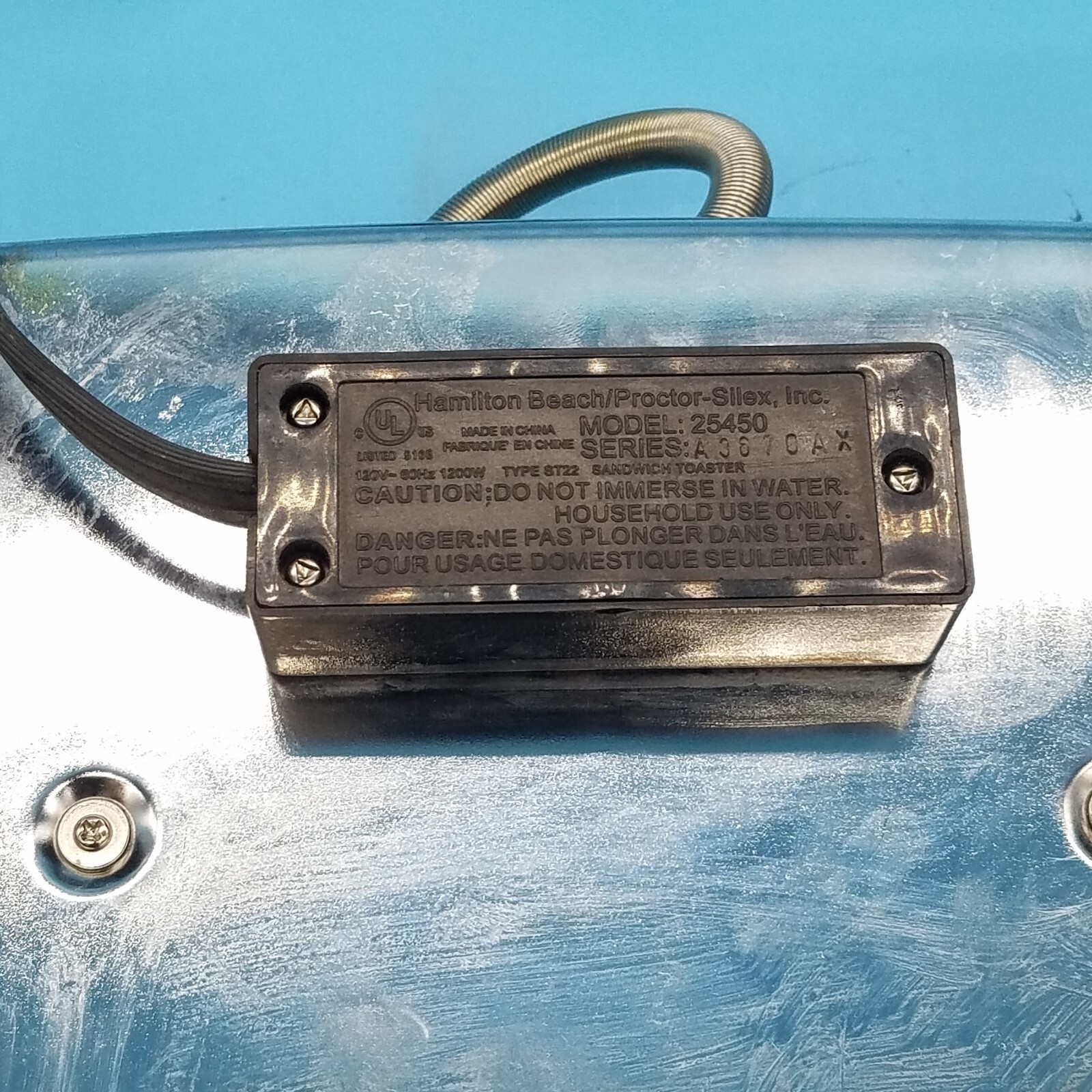 VG Tested Hamilton Beach Counter Grill Chrome Sandwich Panini 25450