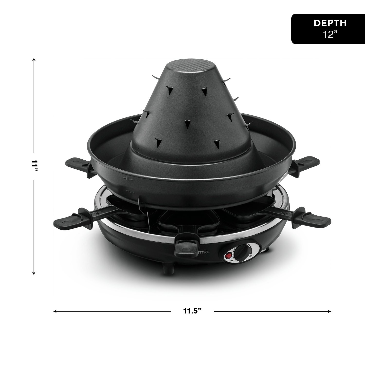 Gourmia GEG1400 Electric Raclette Vertical Grilling Sombrero 6 Pans Non Stick