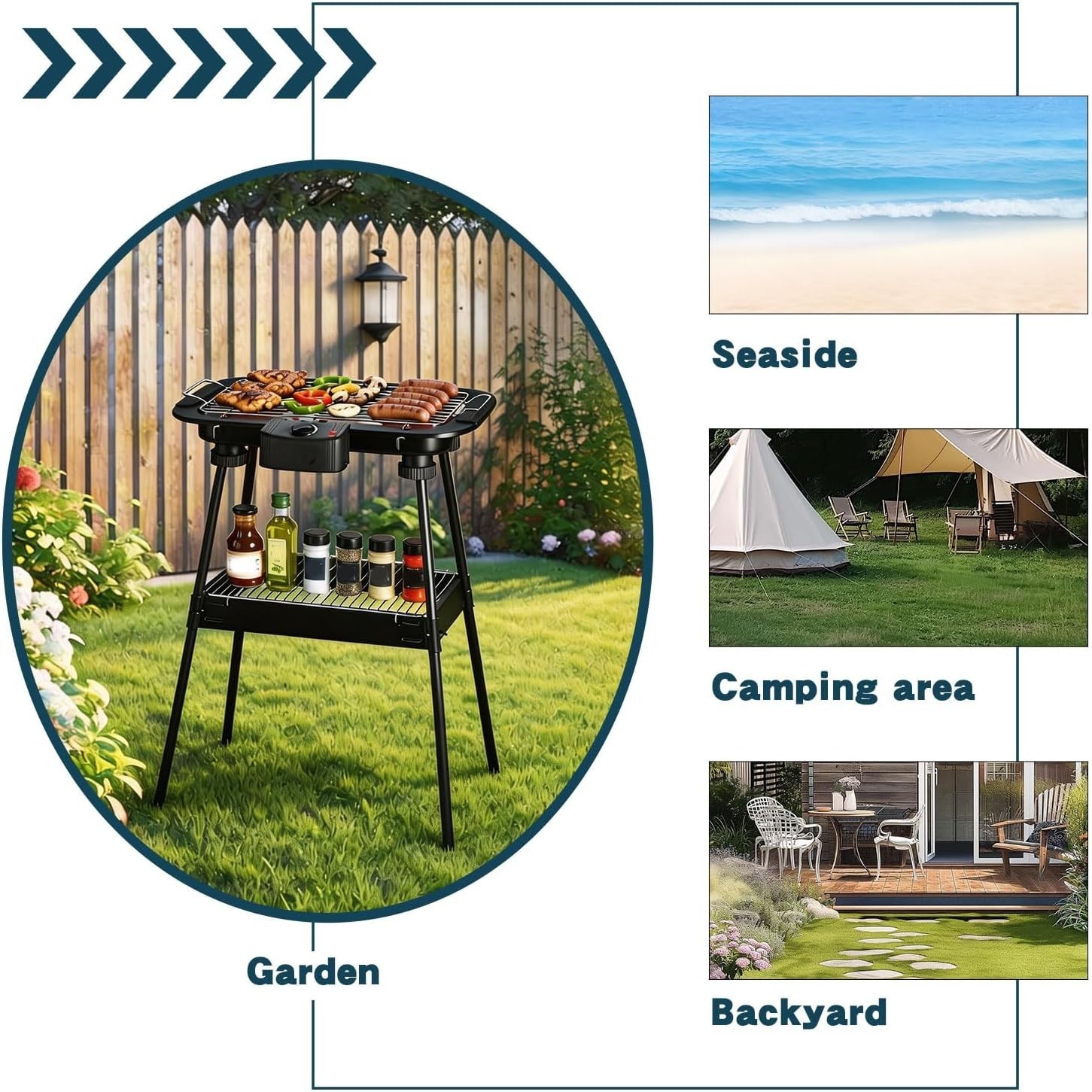 Smokeless Electric Grill – Portable Indoor/Outdoor BBQ with Removable Stand