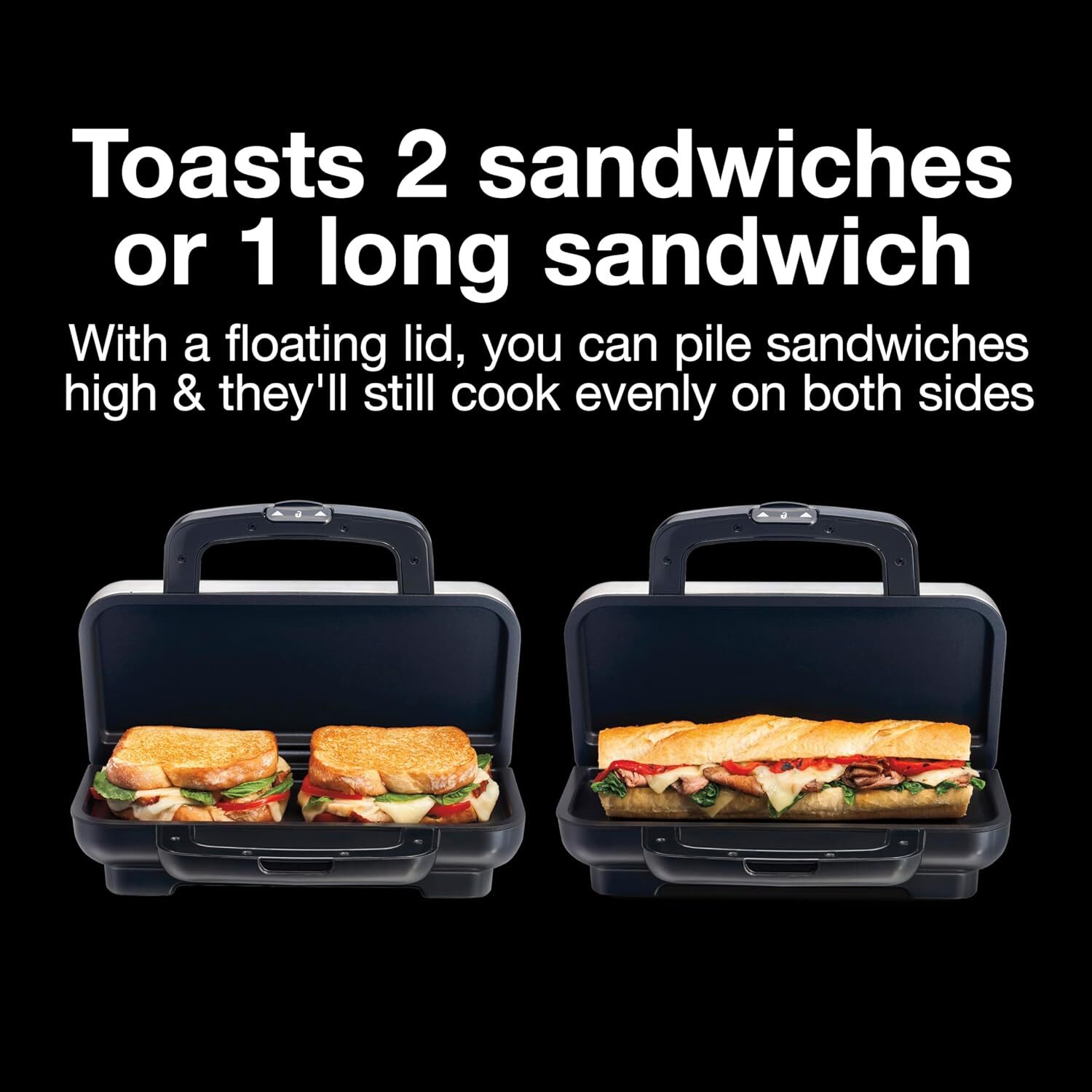 Sandwich maker with easy-to-clean, durable, PFAS-free non-stick ceramic plates