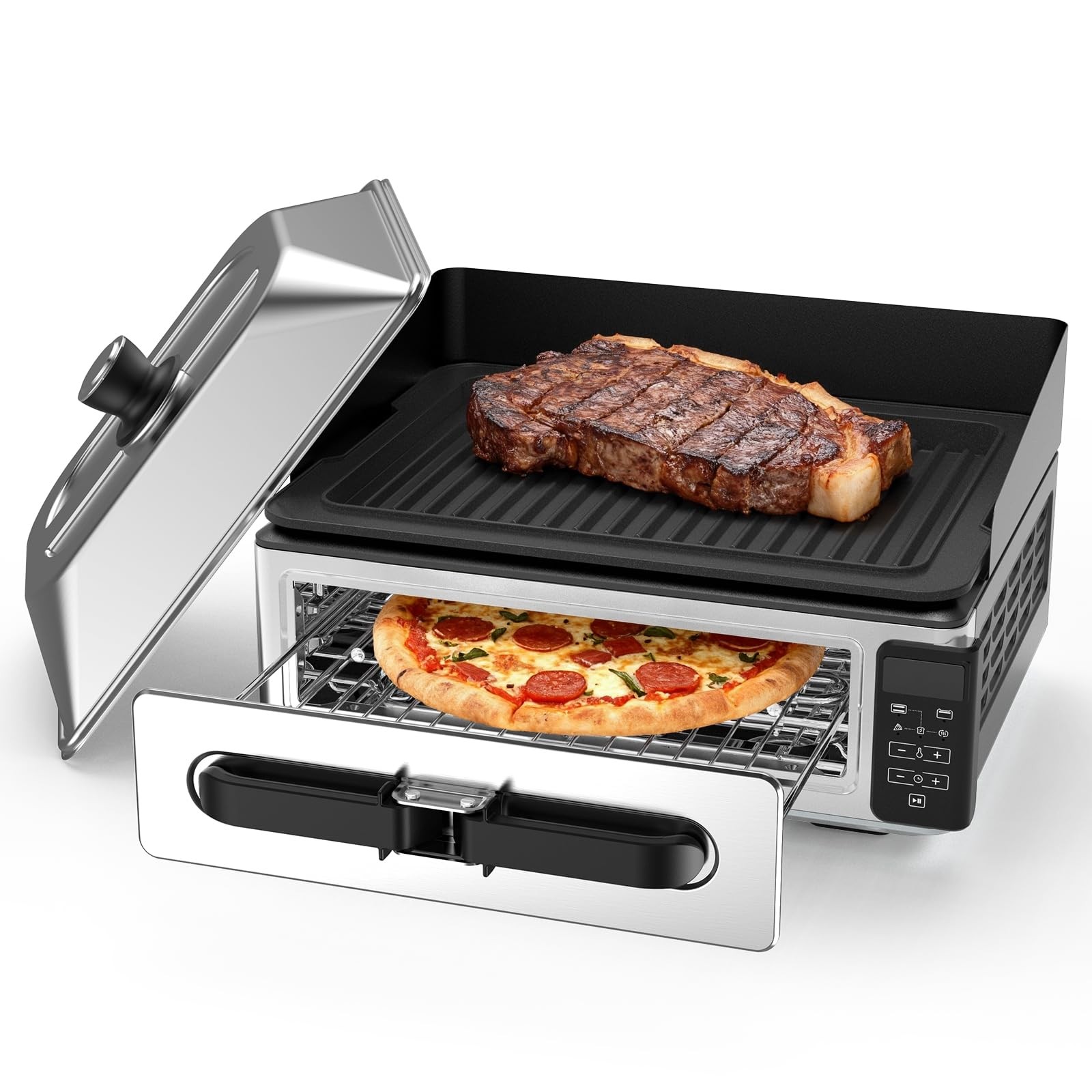 17″ Electric Griddle & Indoor Grill, Nonstick Large Griddle Pan for Steak, Bu…
