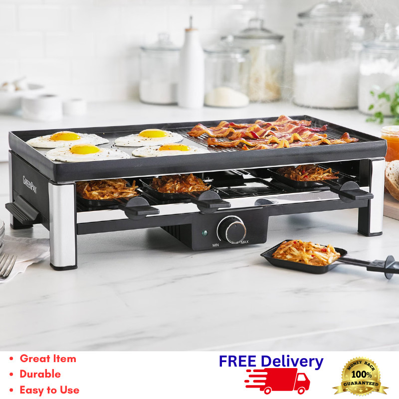 GreenPan Ultimate Gourmet Electric Grill Griddle Raclette Ceramic Plate Tabletop