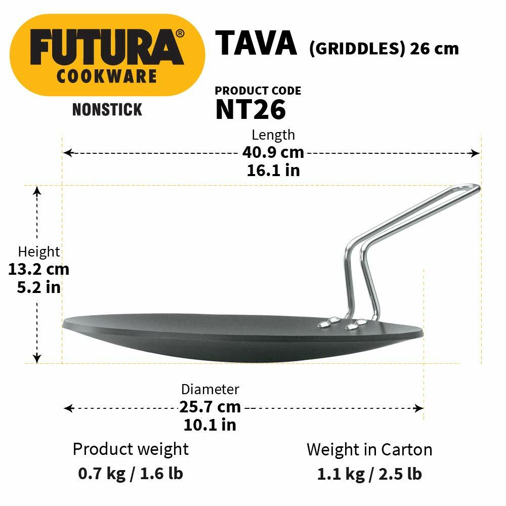 Hawkins Futura Non-Stick Roti Paratha Tawa Griddle , 26 cm, Black