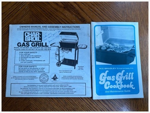 Char-Broil Grill Manual Cookbook Set GG 658 MCP 1984 Gas BBQ Backyard Recipes
