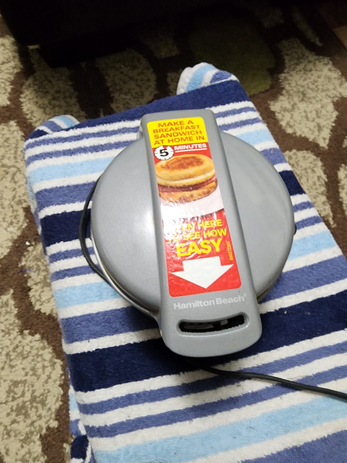Hamilton Beach Breakfast Sandwich Maker Model 25475W Type ST29