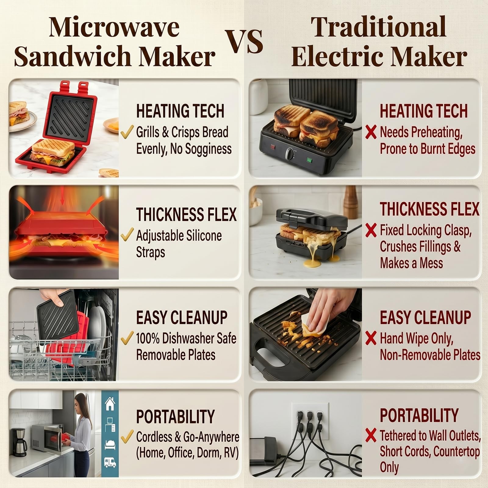 Microwave Sandwich Maker, Microwave Toaster with Adjustable Silicone Strap, R…
