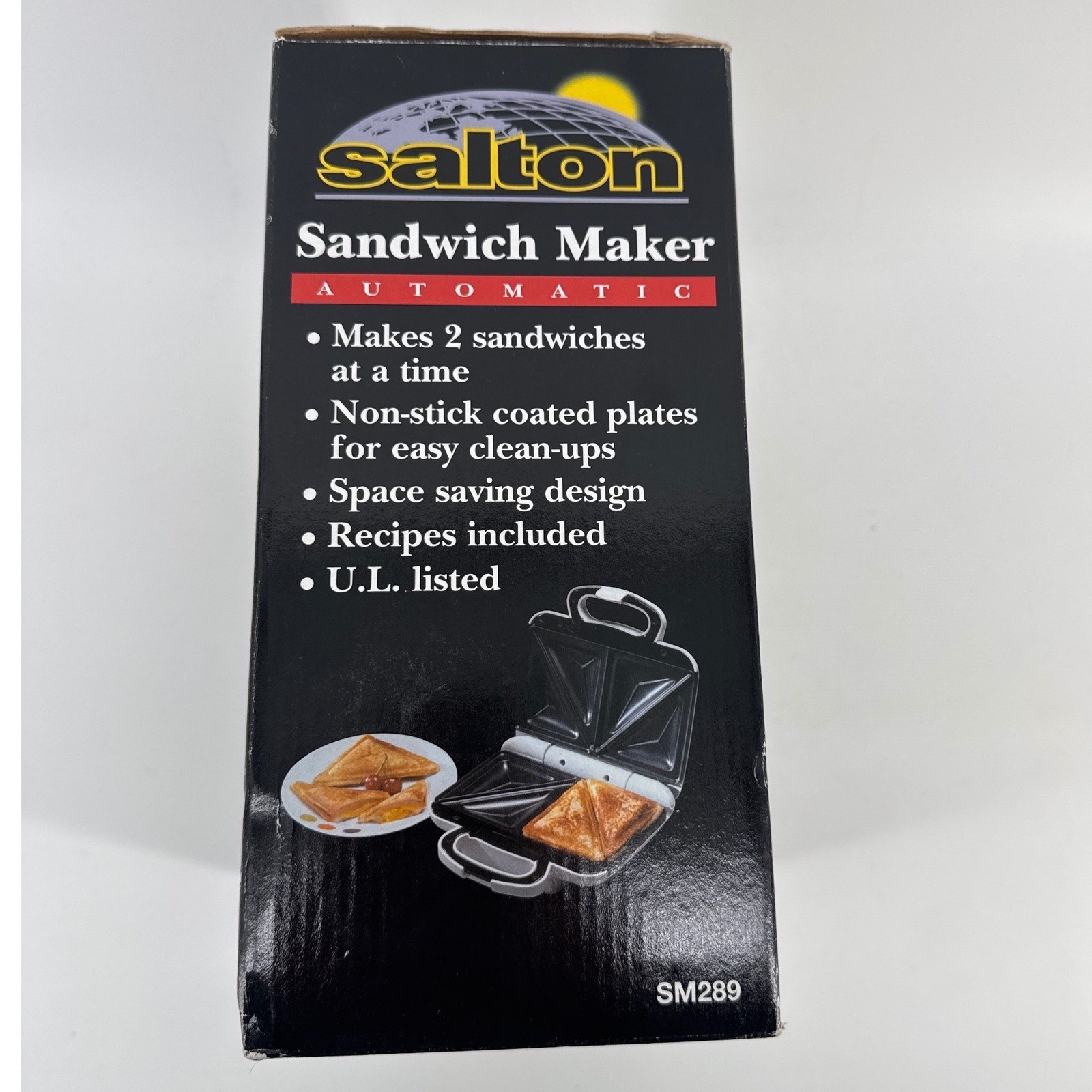 Salton Sandwich Maker Black Automatic SM289 Vintage New In Box