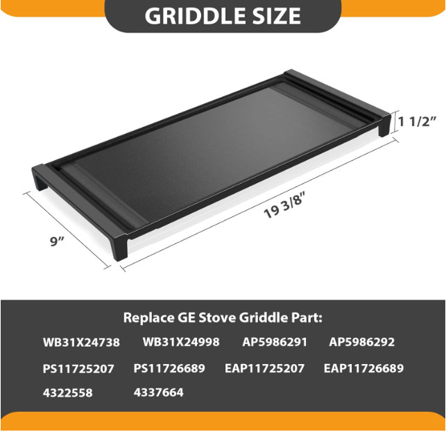 Upgraded WB31X24738 Cast Iron Griddle Compatible With Ge WB31X24738 StoveTop …
