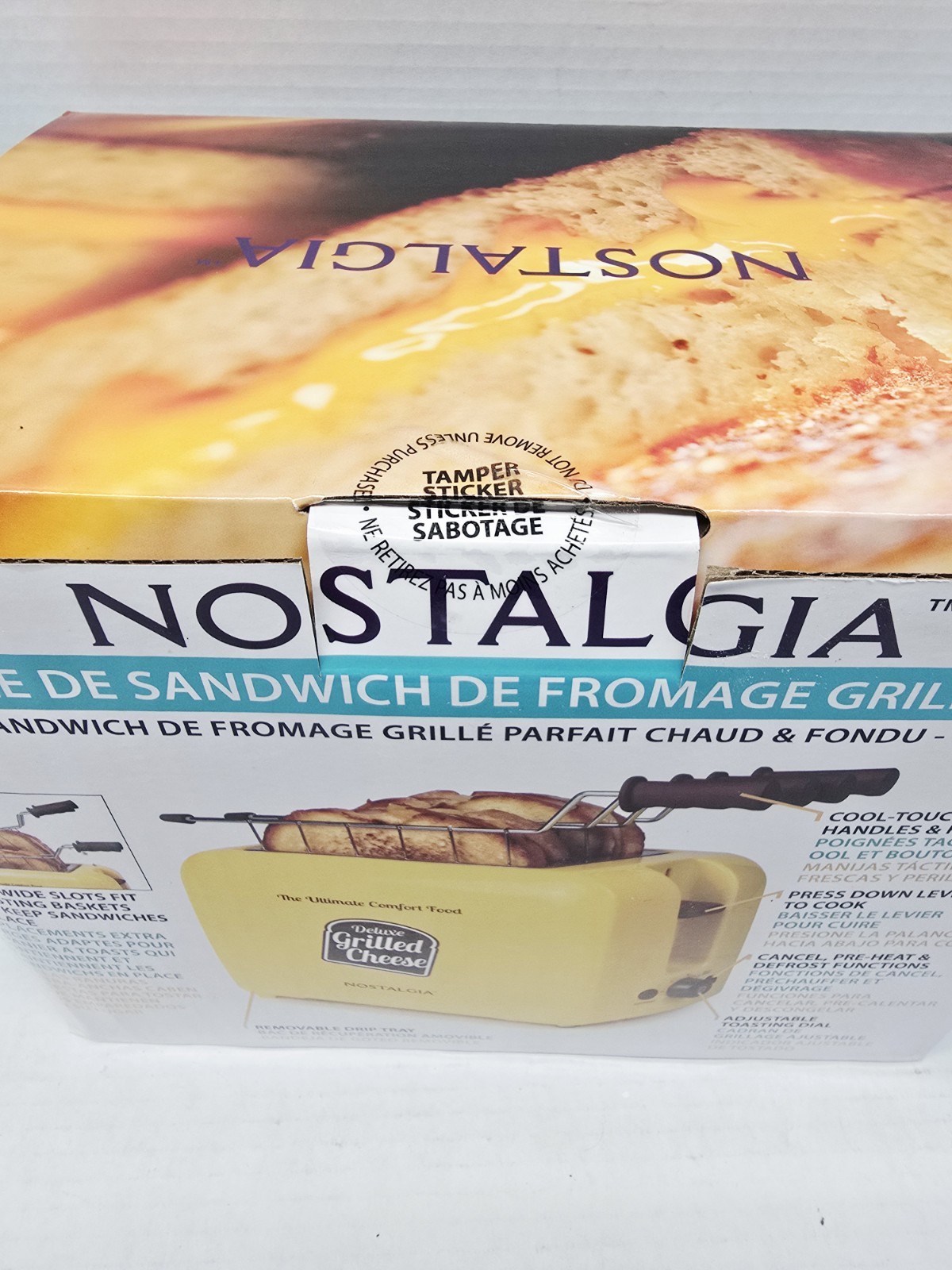 Nostalgia TCS2 Yellow Grilled Cheese Sandwich Toaster Maker Easy Clean Baskets