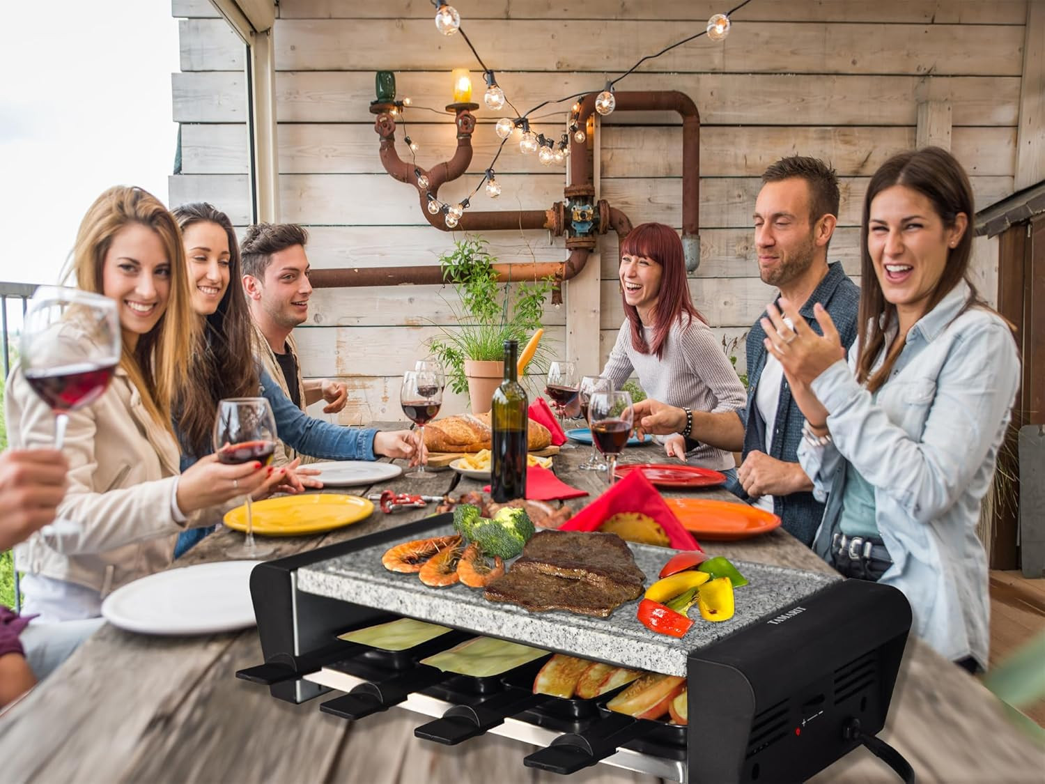 Raclette 3-In-1 Electric Grill – Portable, Korean BBQ Indoor with 8 Paddles, …