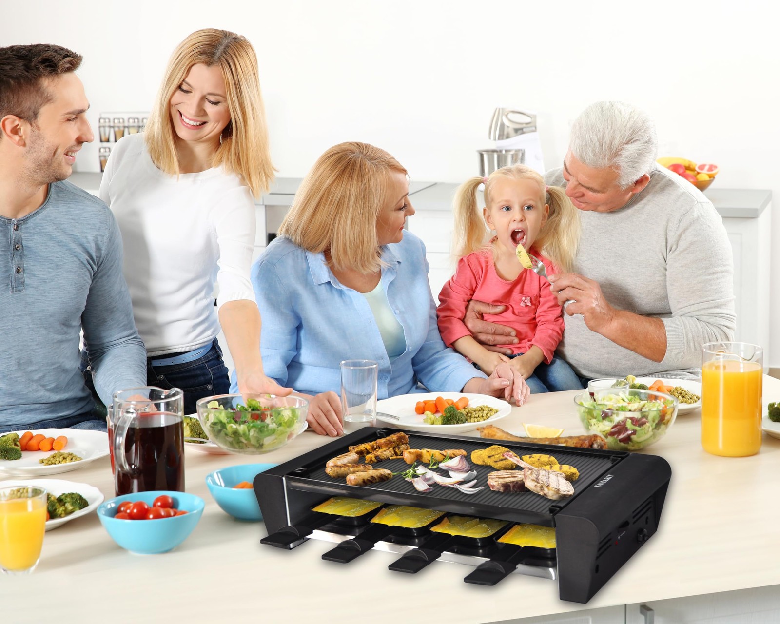 Raclette Table Grill for 8, 2 in 1 Small Swiss Style PFAS-No Nonstick Reversi…