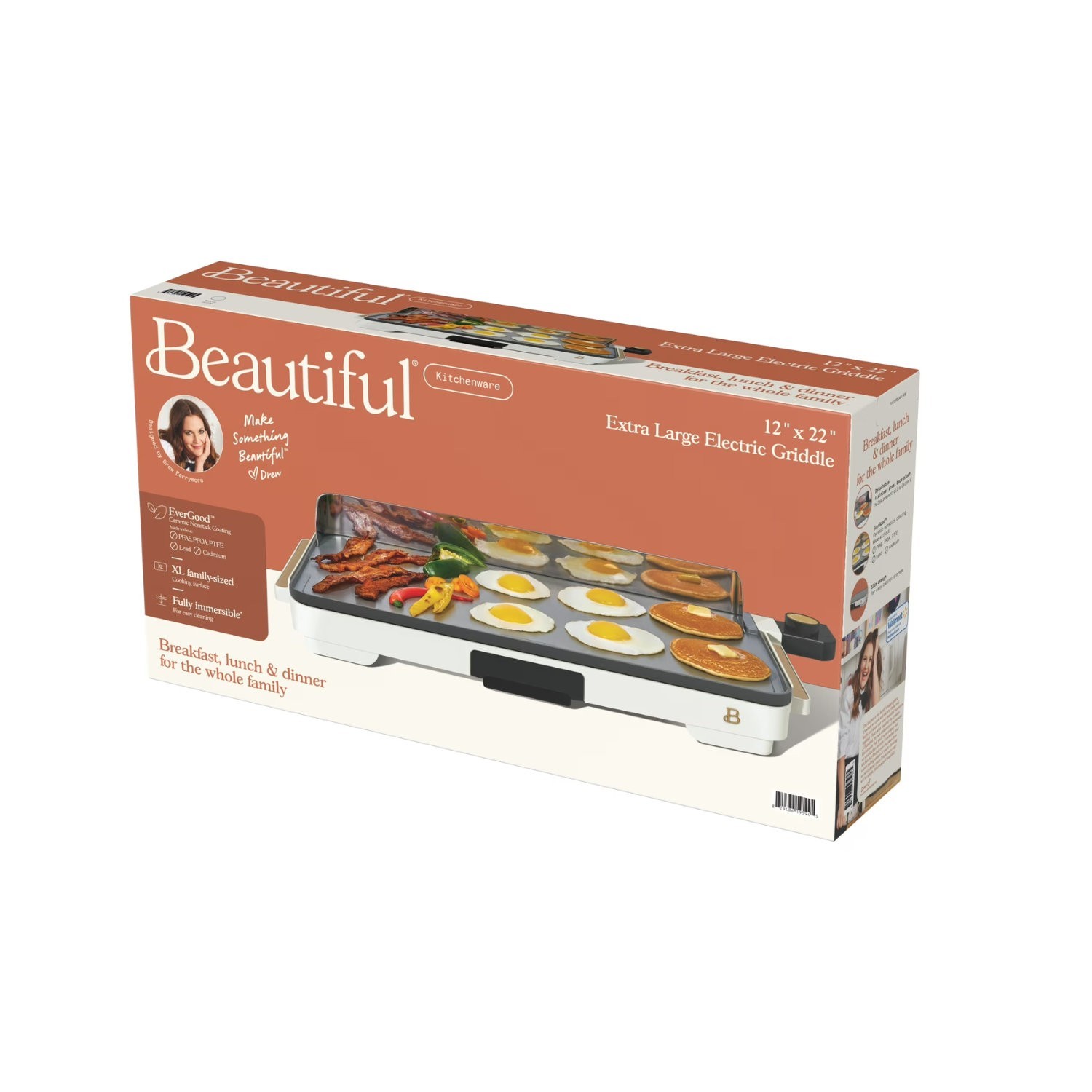 Beautiful XL Electric Griddle 12 x 22 Inch Nonstick White Icing