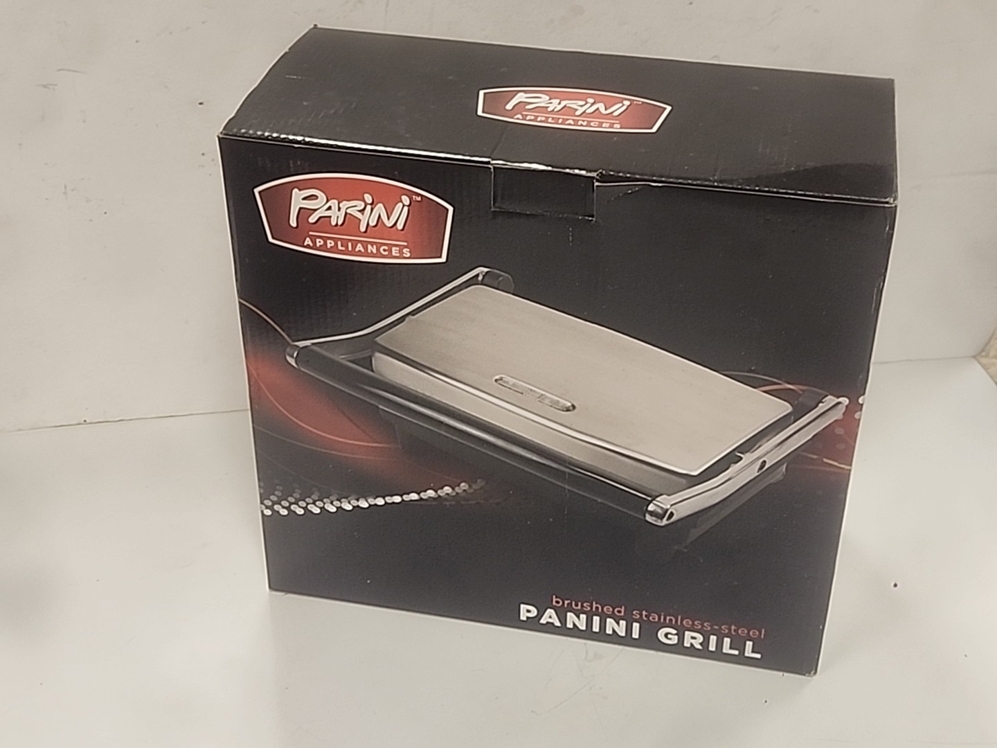 Parini Stainless Steel Panini Grill. Dual Sided Non-Stick Surface.