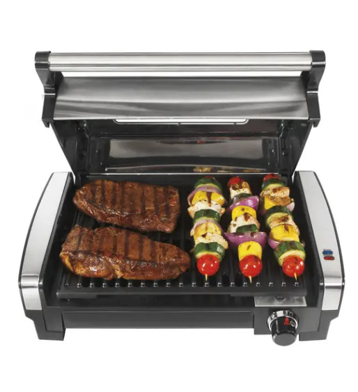 Grill Indoor Searing Electric Beach Hamilton Removable Flavor Stainless Steel