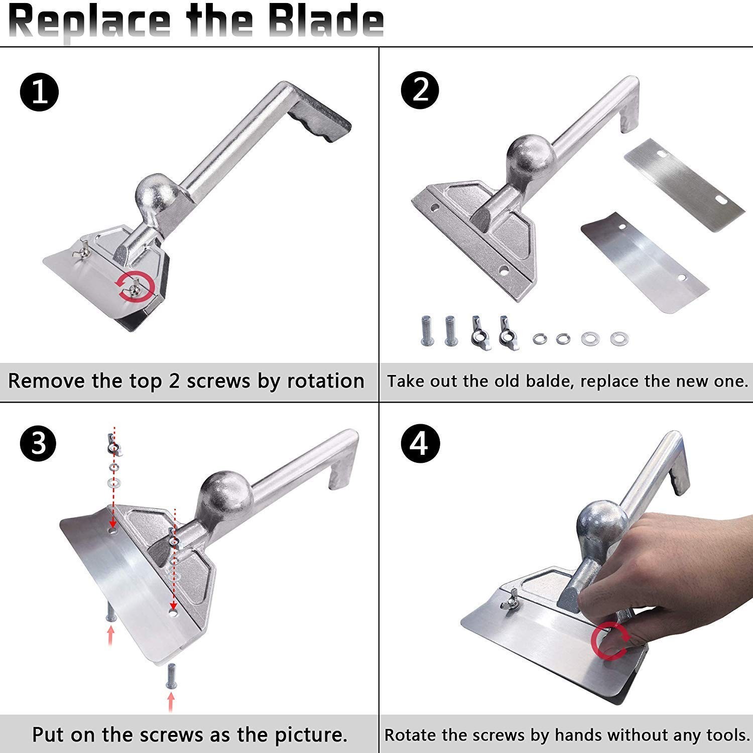 BOLEXINO Grill Scrapers Blade 1.8″ x 6.1″ Scraper Blades, Sliver
