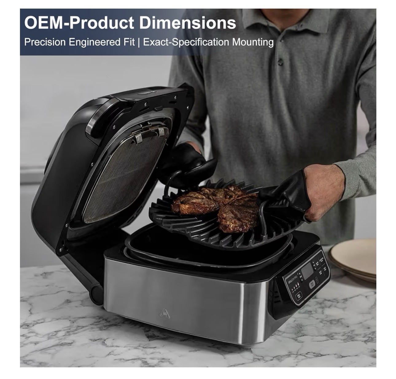 Criditpid Non-Stick Grill Grate and Stainless Steel Splatter Shield Kit