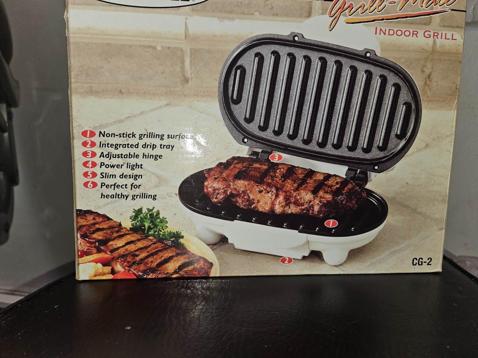 Kitchen Selectives Grill-Mate Non-Stick Indoor Grill Working w/Box Ships Fast!