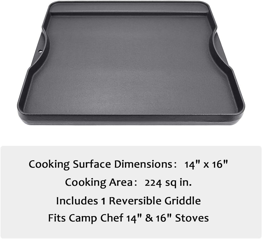 Versatile Pre-Seasoned Cast Iron Griddle for Camp Chef 14″ & 16″ Stoves