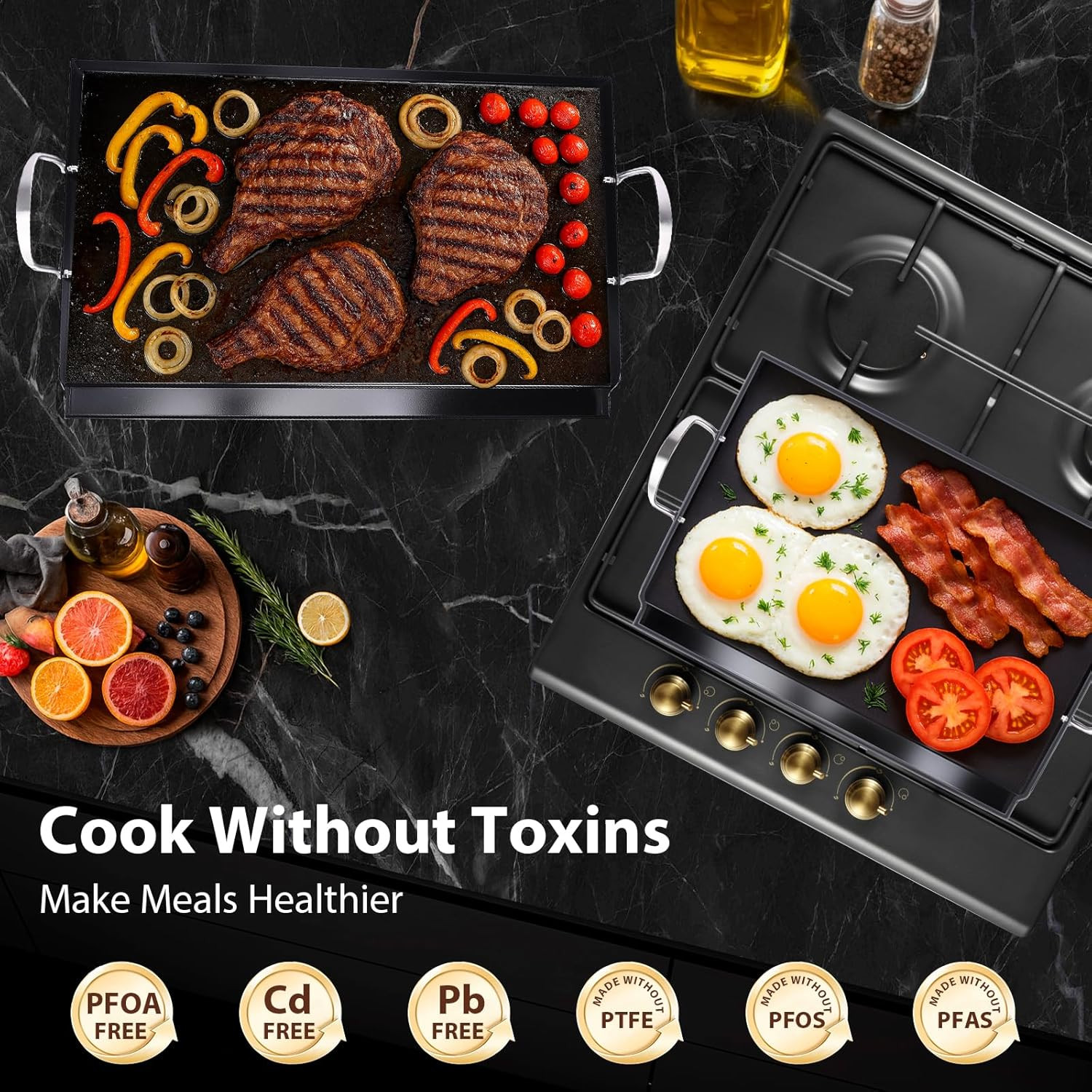 25″ Nonstick Ceramic Griddle – Oven Safe to 500°F for Grill & Stove Use
