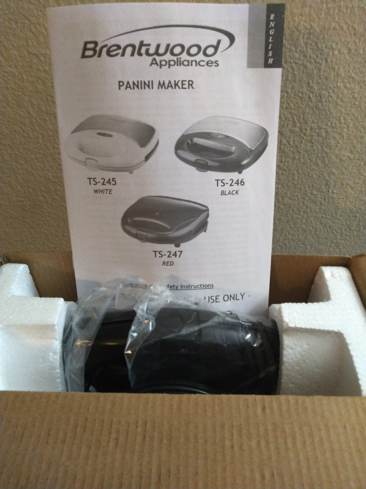 BRENTWOOD Panini Maker Baker Stainless Steel Nonstick