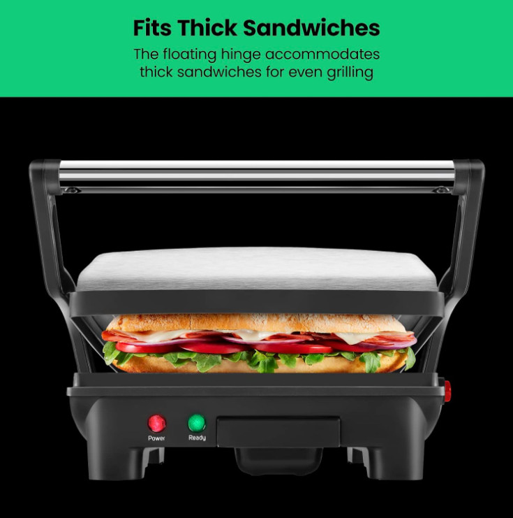 NEW -Panini Press Grill and Gourmet Sandwich Maker, Non-Stick, Opens 180 Degrees