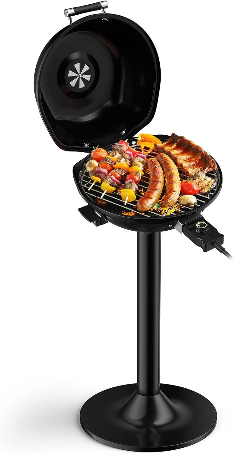 Giantex 1600W Electric Grill Indoor Outdoor Portable Barbecue Nonstick Rack