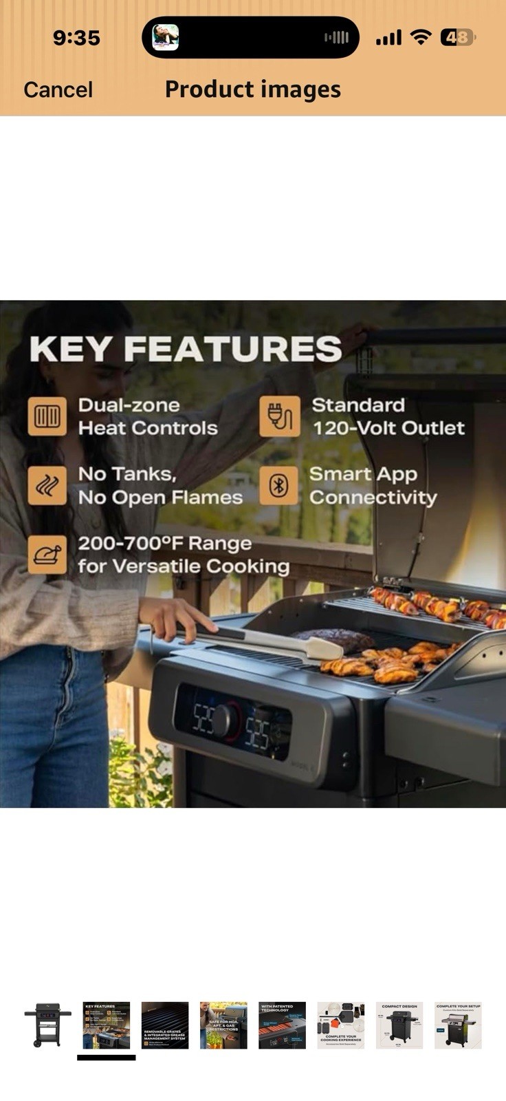 Current Model G+ Dual Zone Electric Grill, Smart Electric Outdoor Grill