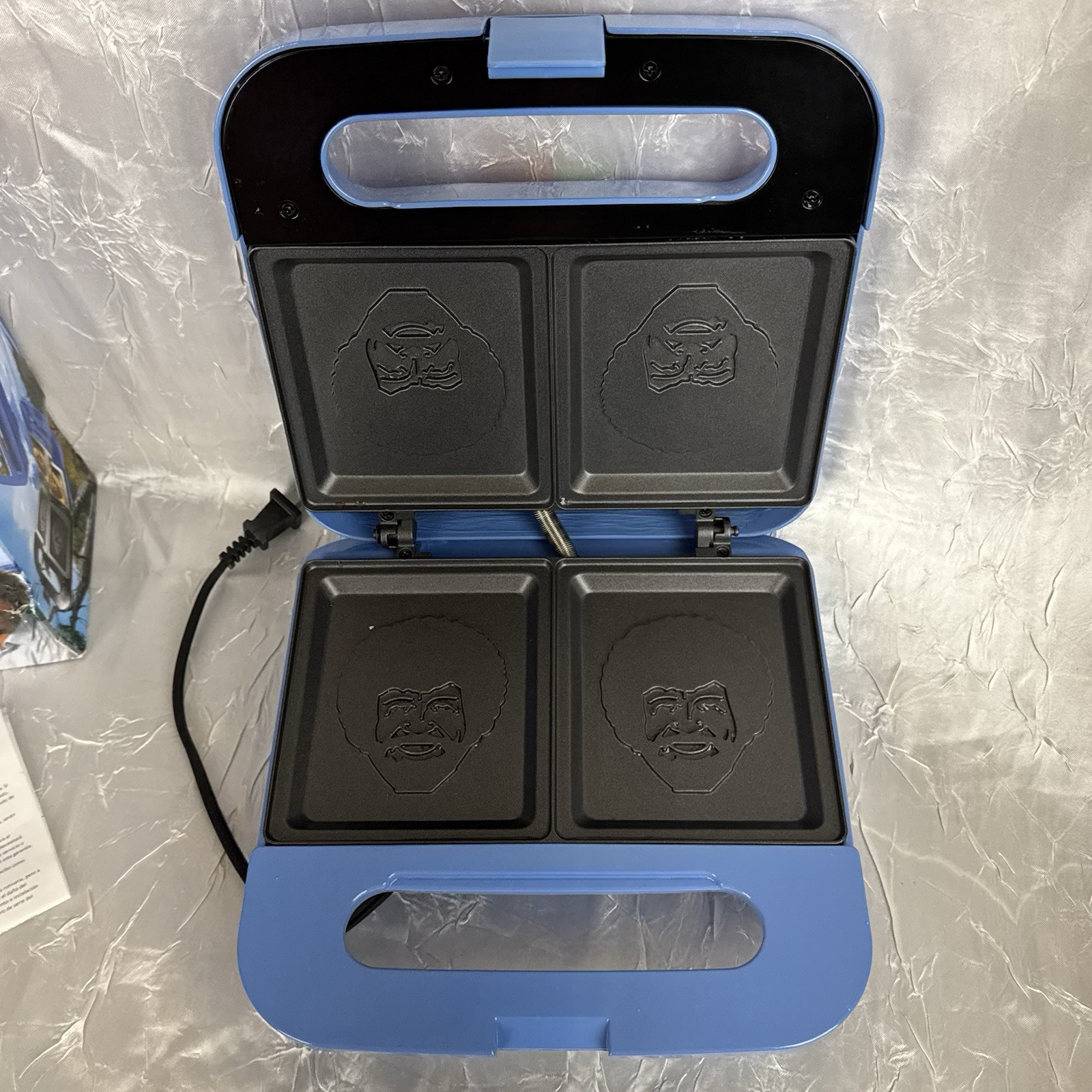 Bob Ross Grilled Cheese Sandwich Maker Panini Press Uncanny Brands Blue Box