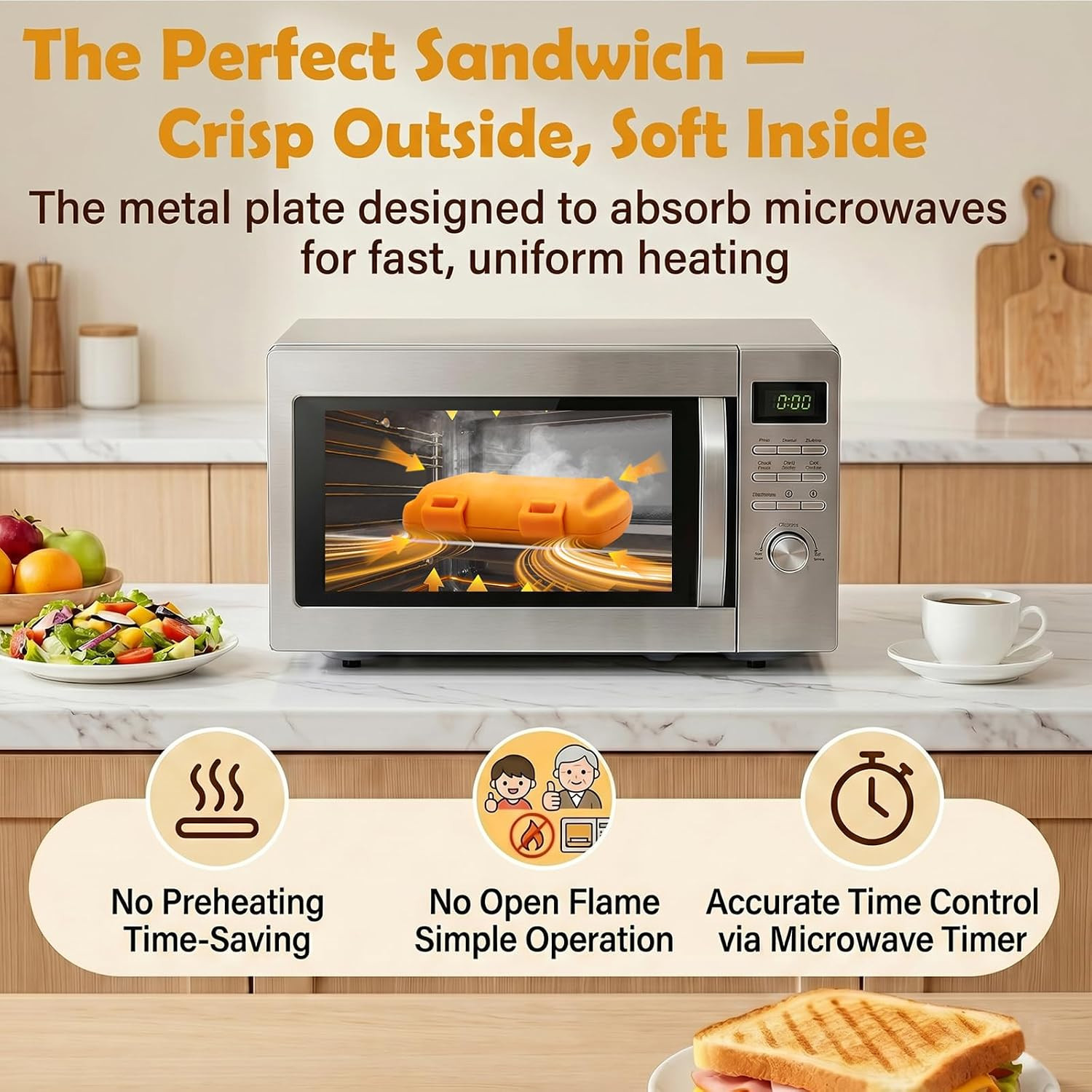 Microwave Sandwich Maker, Grilled Cheese Maker, Panini Press, Hot Dog Toaster Ma