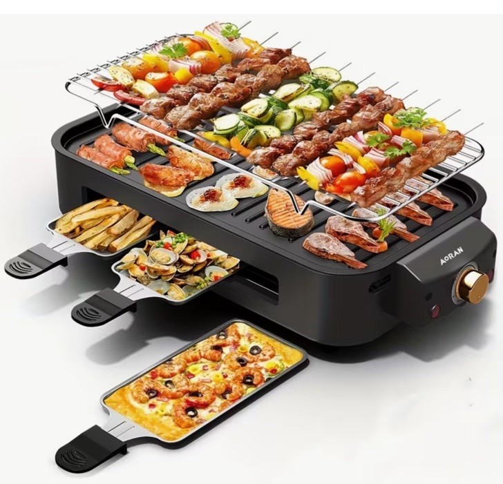 Kitchen Electric Barbecue Grill, Fully Detachable, With Frying Pan And…