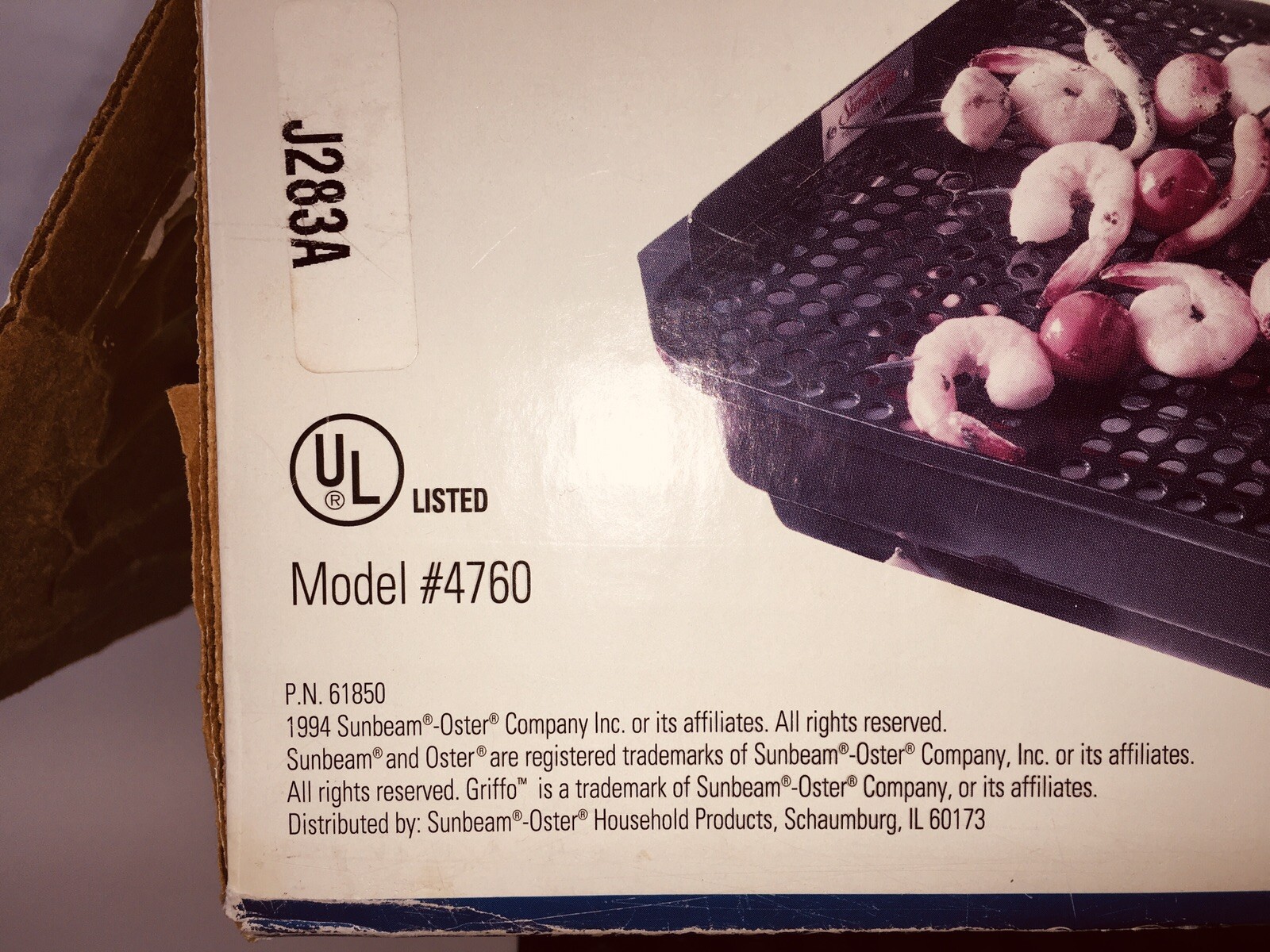 Sunbeam Oster Electric Indoor Grill Model 4760 Non-stick Griffo Grid with Box