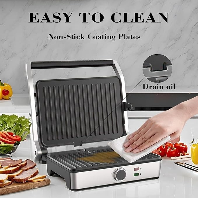 NEW Panini Press, Electric Sandwich Press, Open 180 Degrees, Electric Grill
