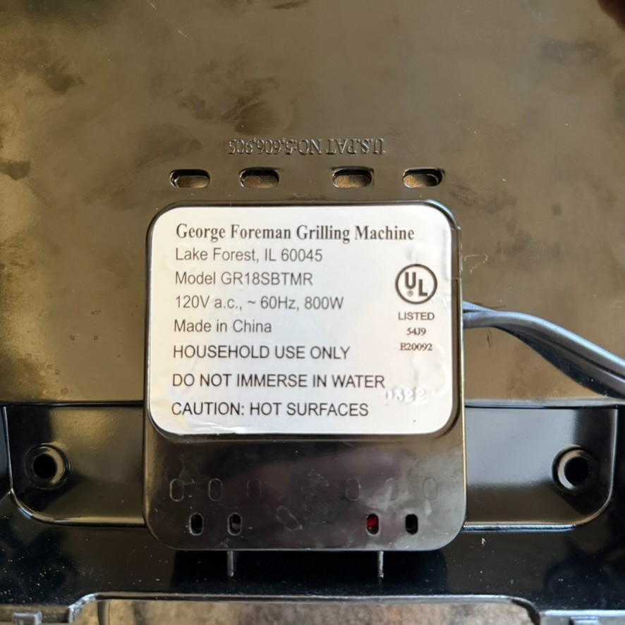 George Foreman Grilling Machine Household Use GR18SBTMR Tested and Works