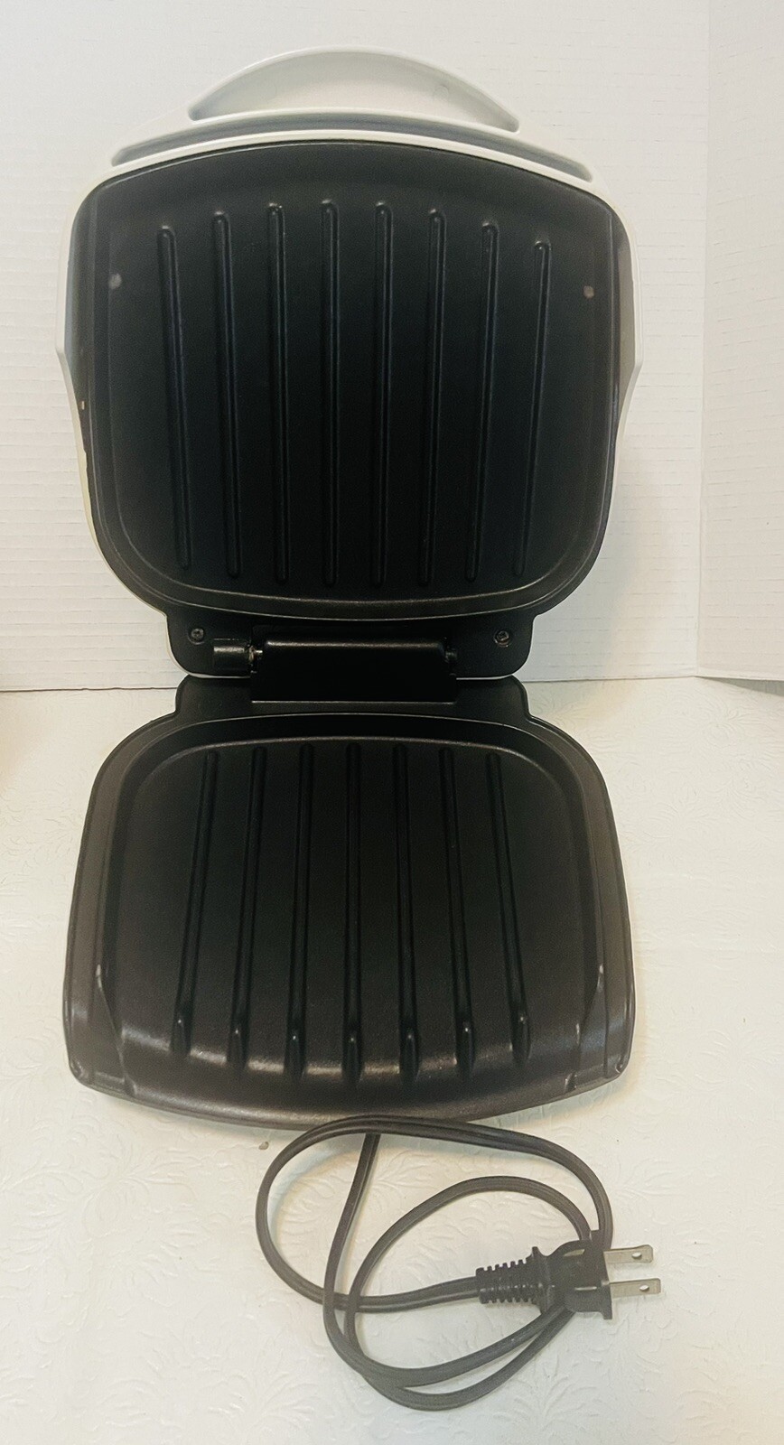 George Foreman GR10ABW Champ Grill with Bun Warmer – White