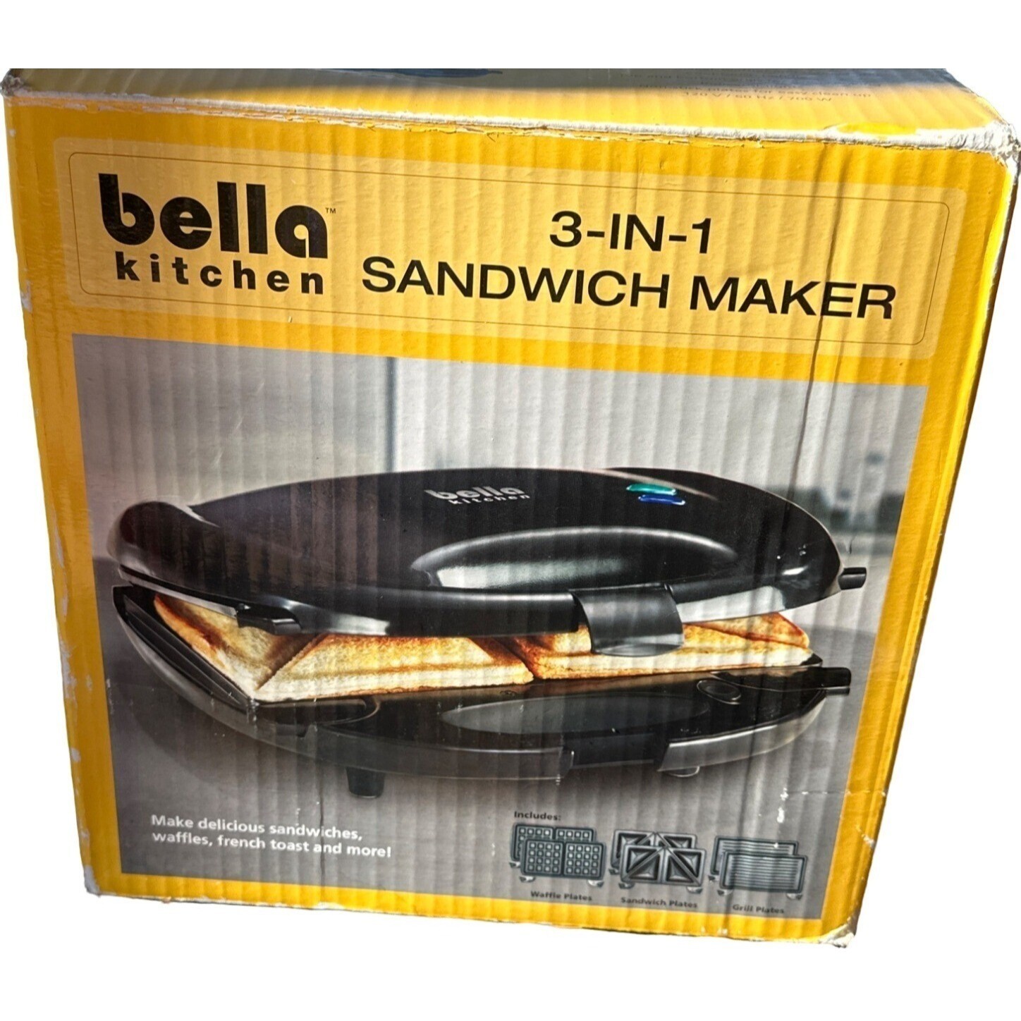 Bella Kitchen/Sensio Inc. 3-IN-1 Sandwich Maker w/Waffle Sandwich Grill Plates