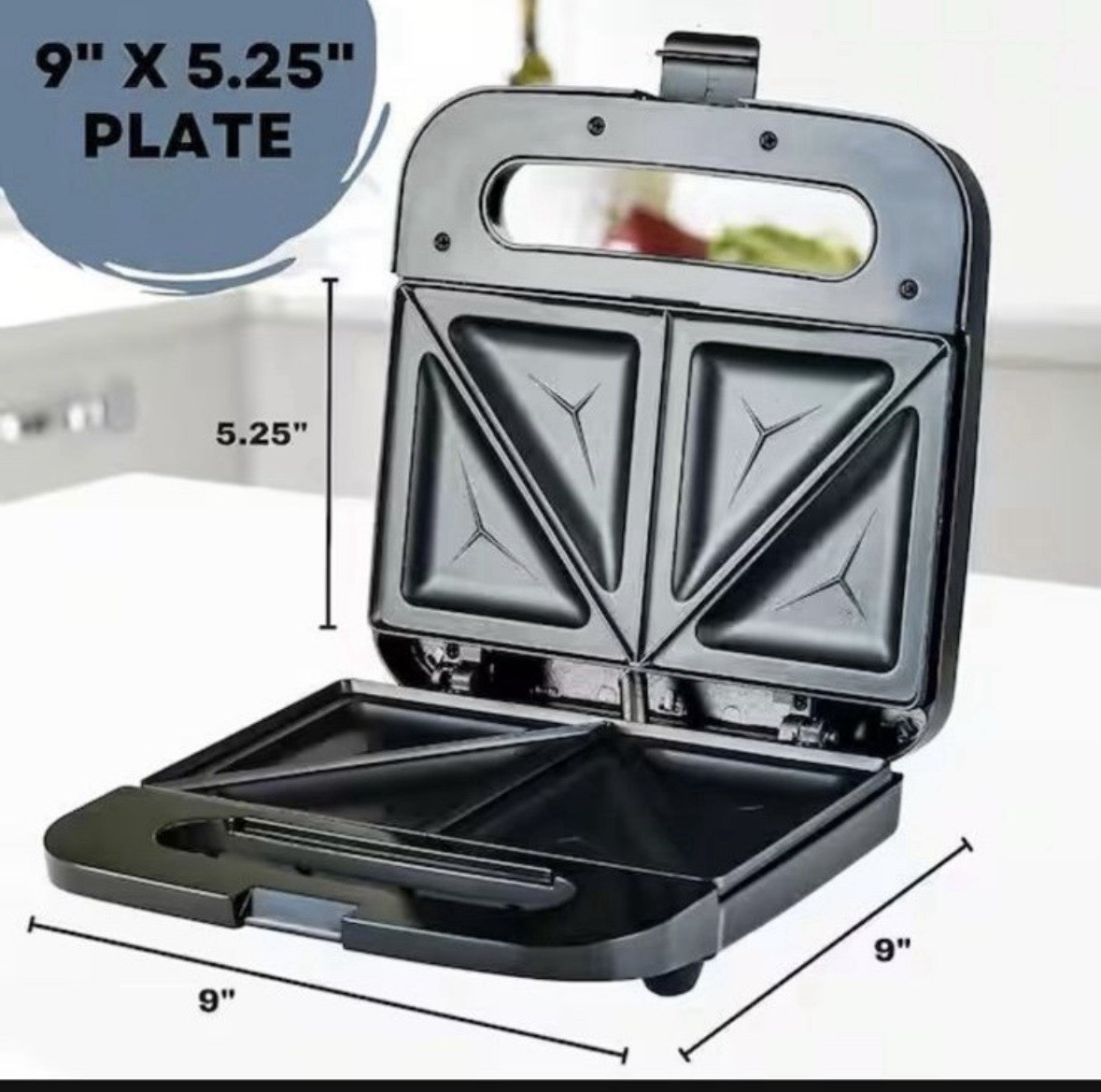 Electric Sandwich Maker, Non-Stick Plates, Indicator Lights, New-Black GPS401B
