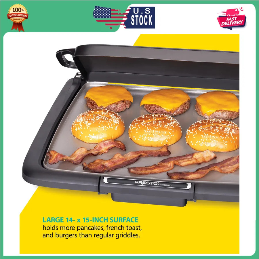Presto Ceramic Nonstick Electric Griddle with Multifunction Warming Tray
