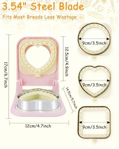 3-in-1 Crustless Sandwich Cutter & Sealer – Heart, Circle, Square – BPA-Free, Ea