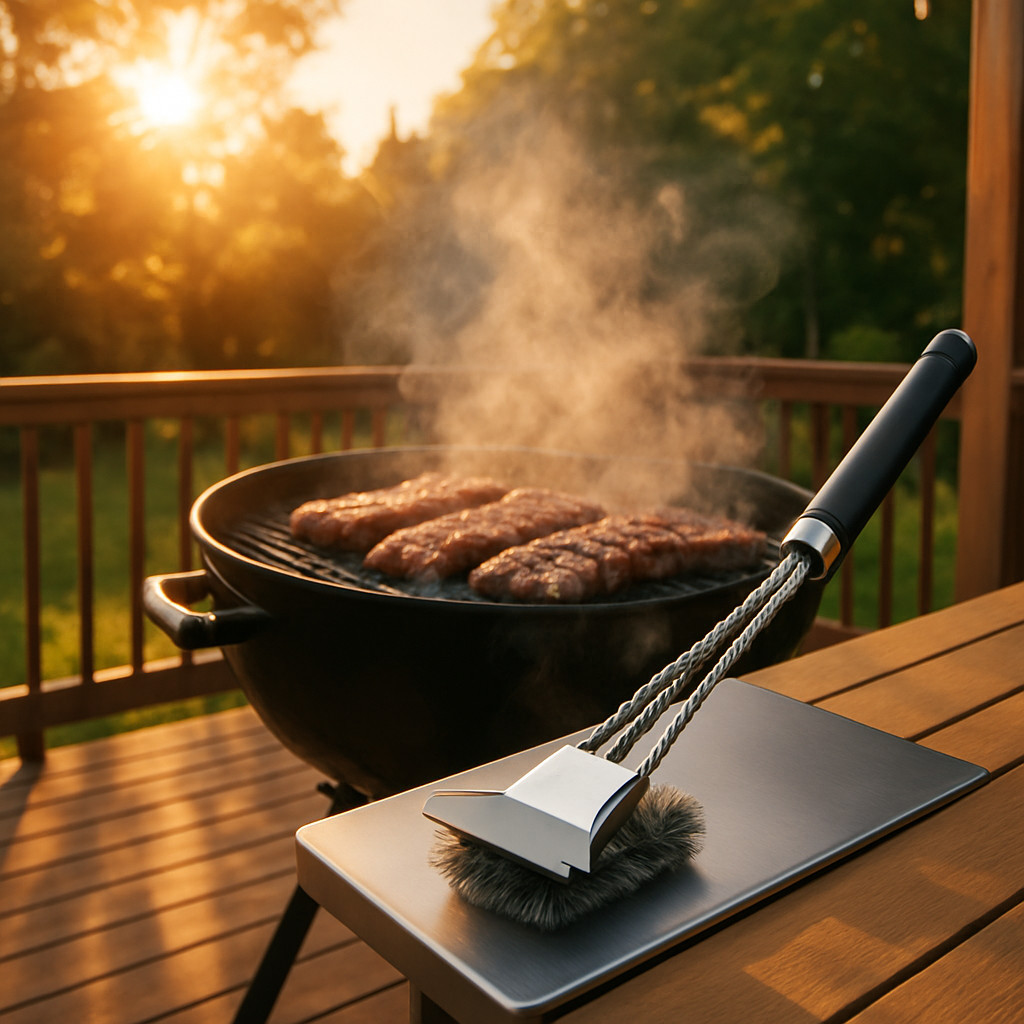 TEMMIO Combined BBQ Grill Brush Stainless Steel Wire Bristle