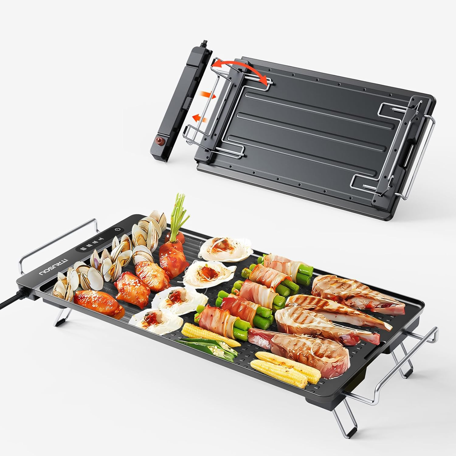 2025 Smart Electric Griddle, Detachable Touch Panel, IPX9 Waterproof, Dishwasher