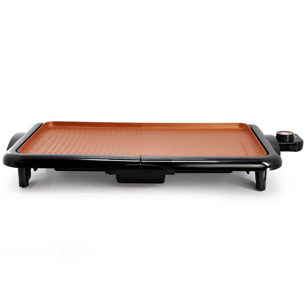 MegaChef Electric Grill Griddle 18.89 in. Copper Coating 1400W Non-Stick Surface