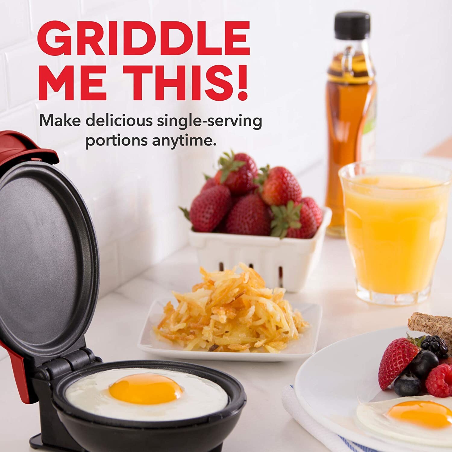 Dash Mini Maker Electric Round Griddle Red 4inch