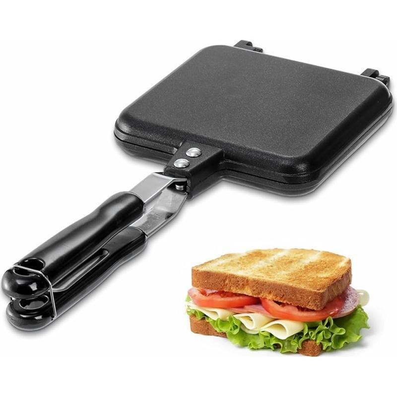 Hot Sandwich Maker Non Stick Frying Pan Double Sided Stovetop Grill Press New