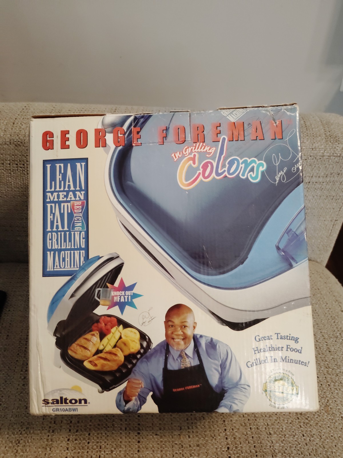 George Foreman GR10ABWI Contact Grill 1200W 120V Electric Blue/Silver