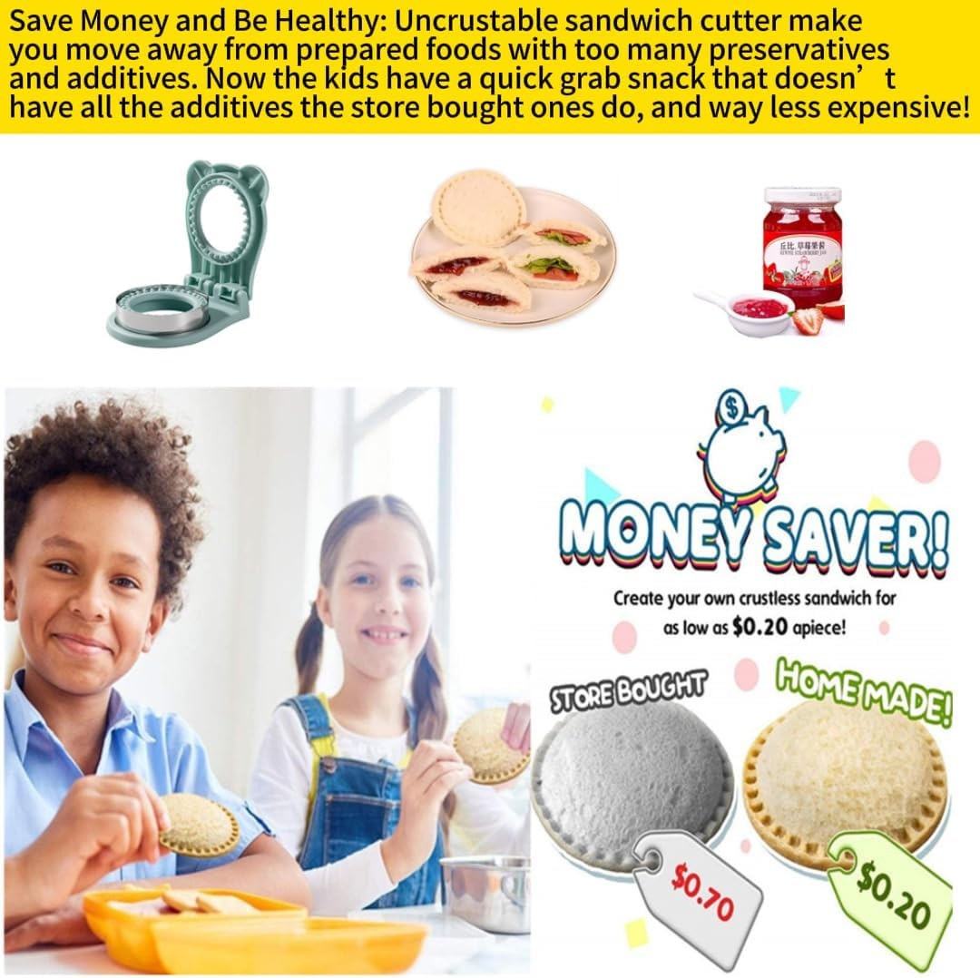 CHICHAUS Uncrustable Sandwich Maker, Sandwich Pocket Circle Shape Cutter & Se…