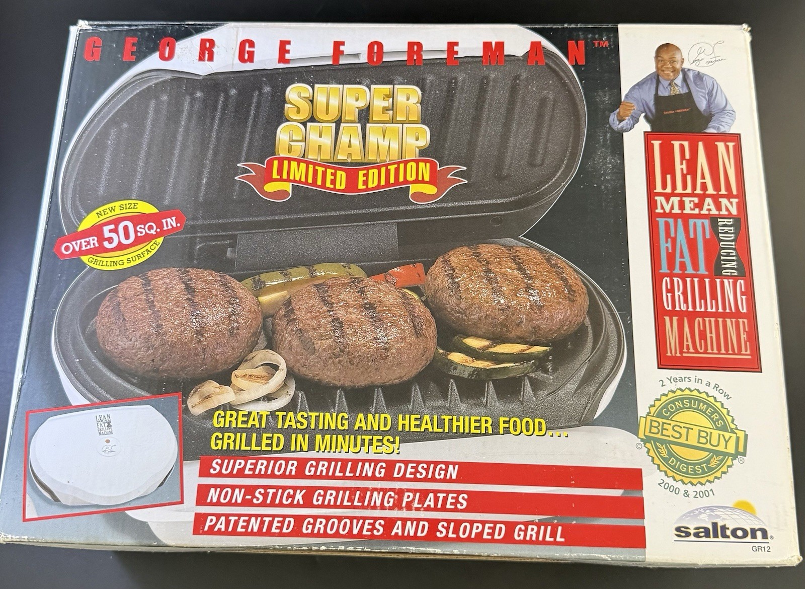 George Foreman Super Champ Limited Edition Grill with Bun Warmer – Gs11